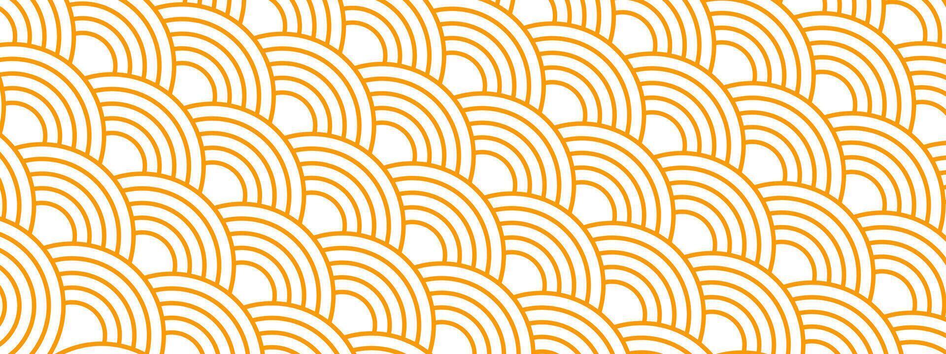 Orange Japanese seigaiha pattern. Repeated diagonal round or arch shapes ornament. Kimono scallops print. Fish squama, snake or dragon scale. Sea or ocean waves background. flat illustration vector