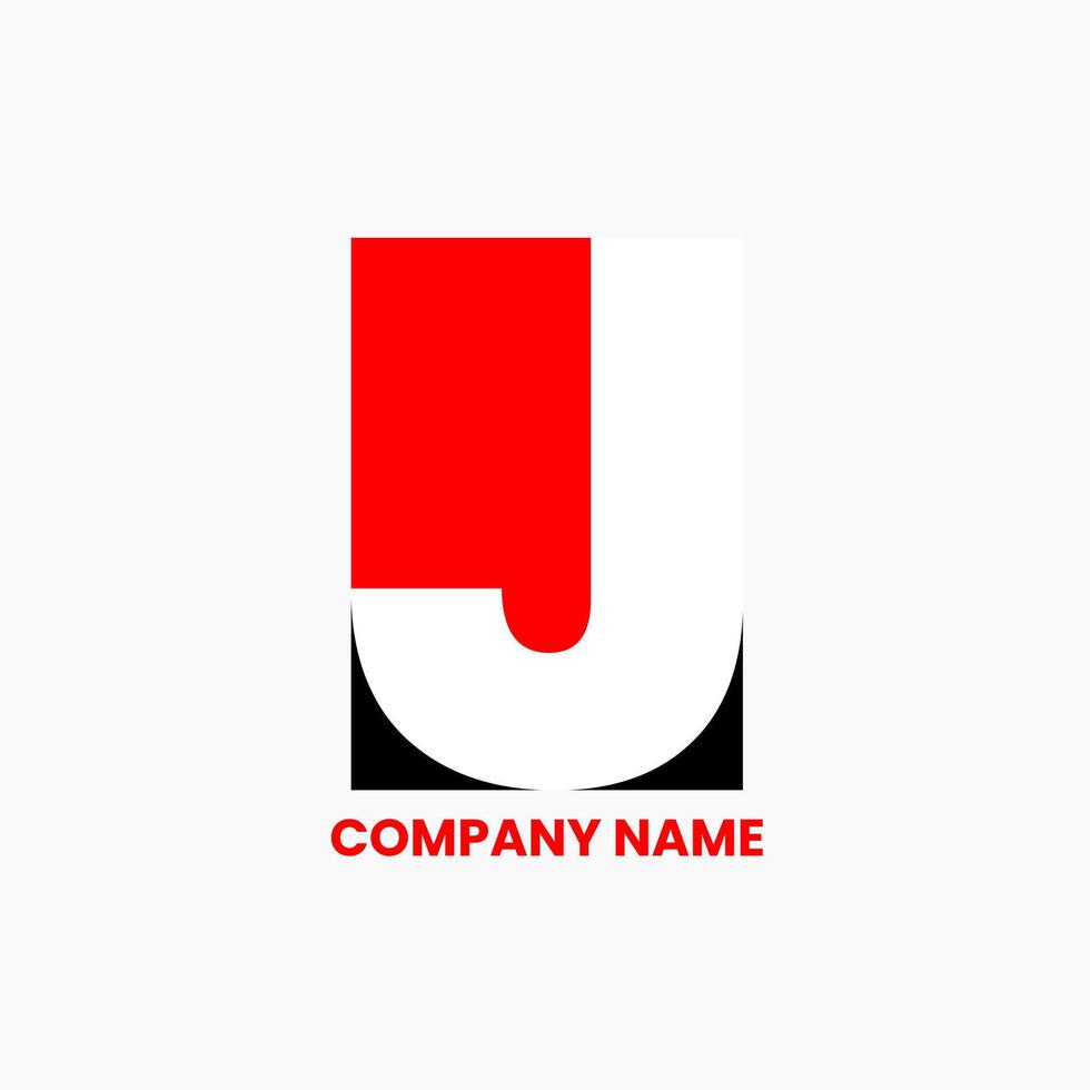 J letter with black and red color vector