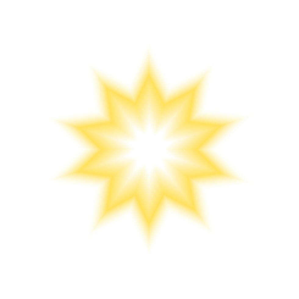 Golden star sparkle shape in soft blurry style isolated on white background. Y2K sticker with gradient aura effect. Bling, twinkle or firework icon isolated on white background. illustration vector