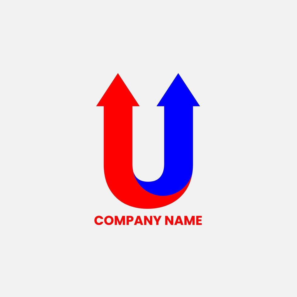 U letter arrow business logo design vector
