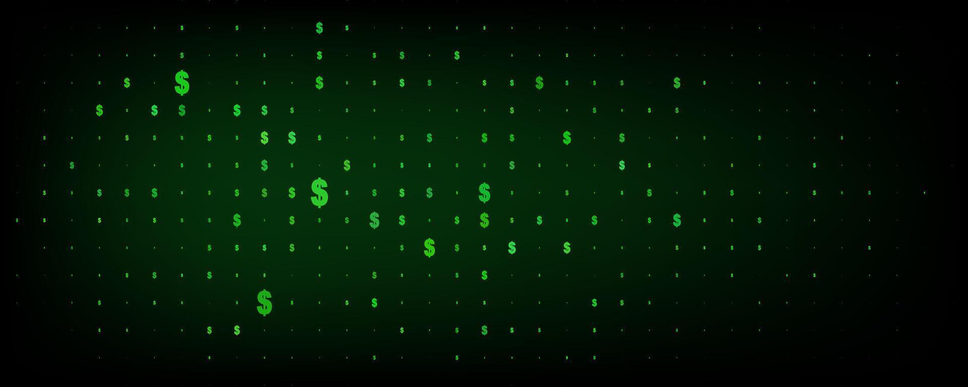 Trendy abstract background with dollar symbols on green. Money currency sign, business concept. Modern halftone design. Financial template for banners, posters, presentation vector