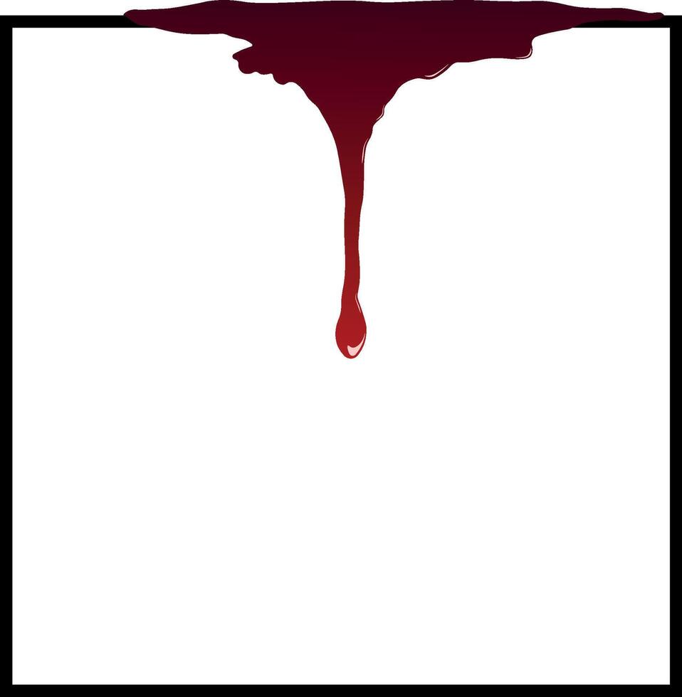 black square frame with red drop of blood dripping down no background vector
