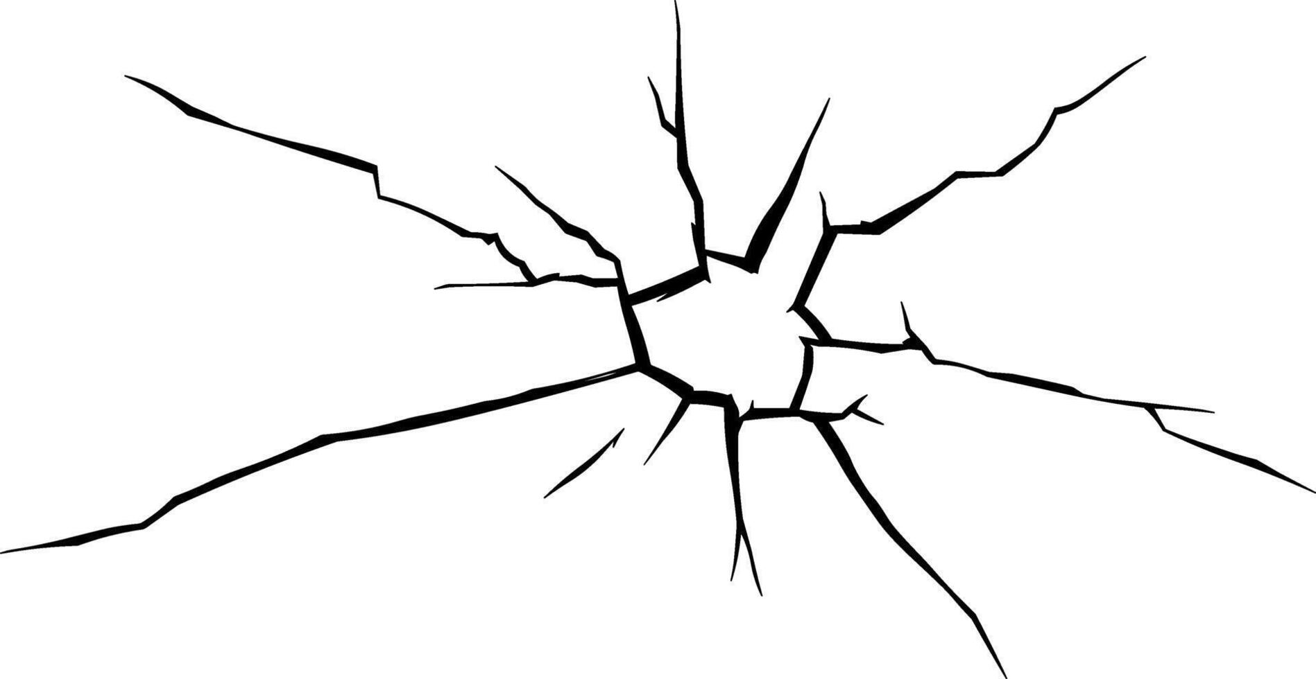 black and white imitation crack on glass without background vector