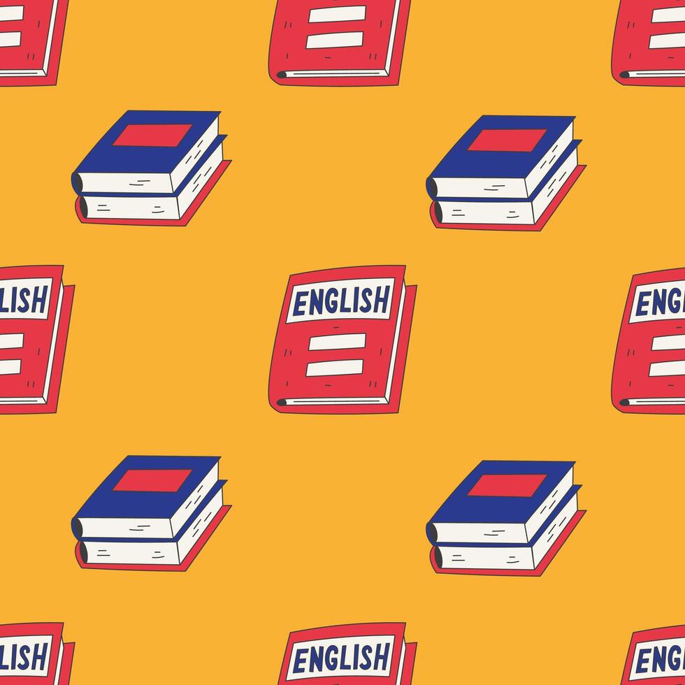 Learning English Books Seamless Pattern vector