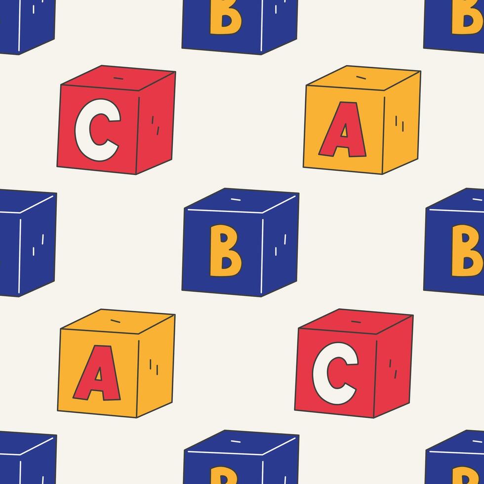 Alphabet Toy Blocks Seamless Pattern vector