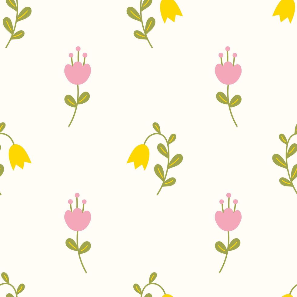 Simple Wildflowers Seamless Pattern vector