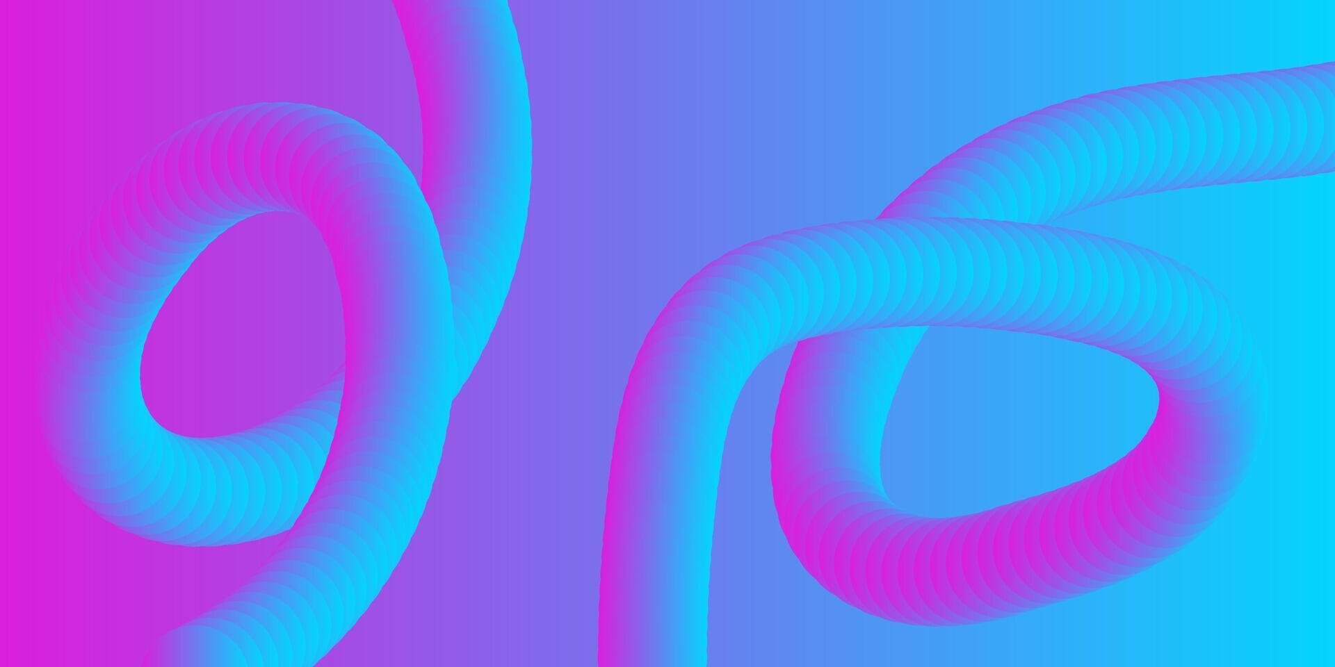 Abstract Pink Blue Gradient 3D Twisted Tubes Modern Design vector