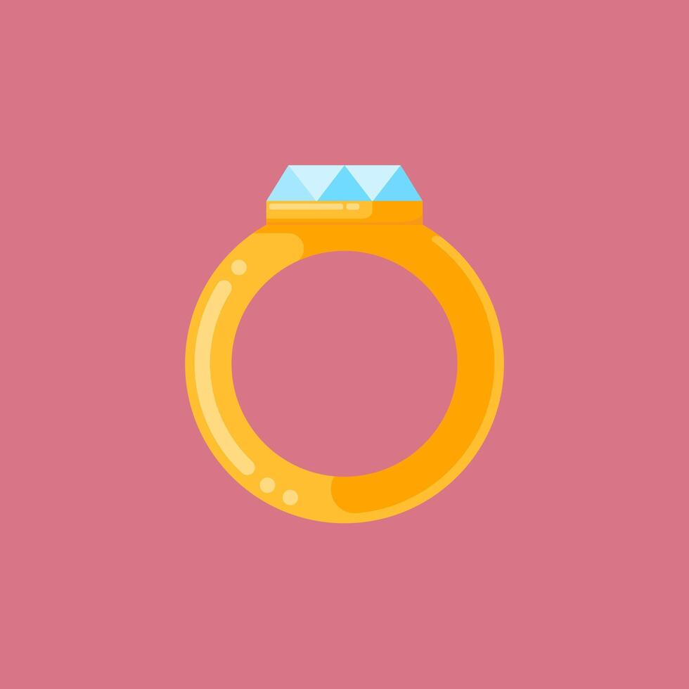 gold diamond ring.flat design illustration vector