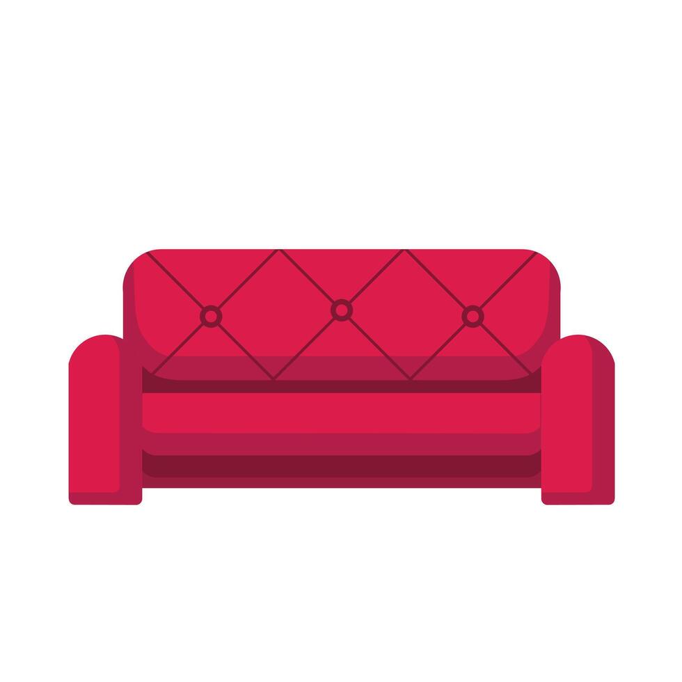 red sofa. Flat design illustration. With white background vector