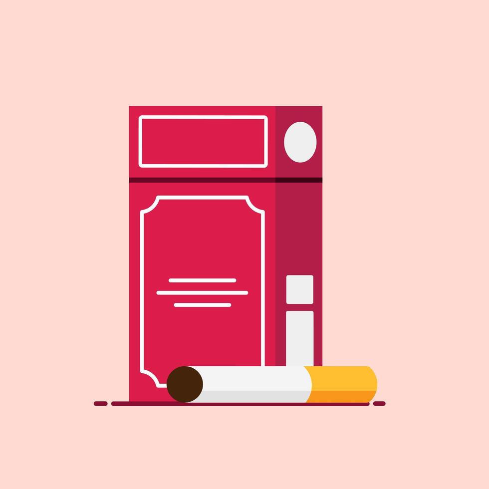Illustration of cigarette icon and cigarette box. Flat design illustration. Free download vector