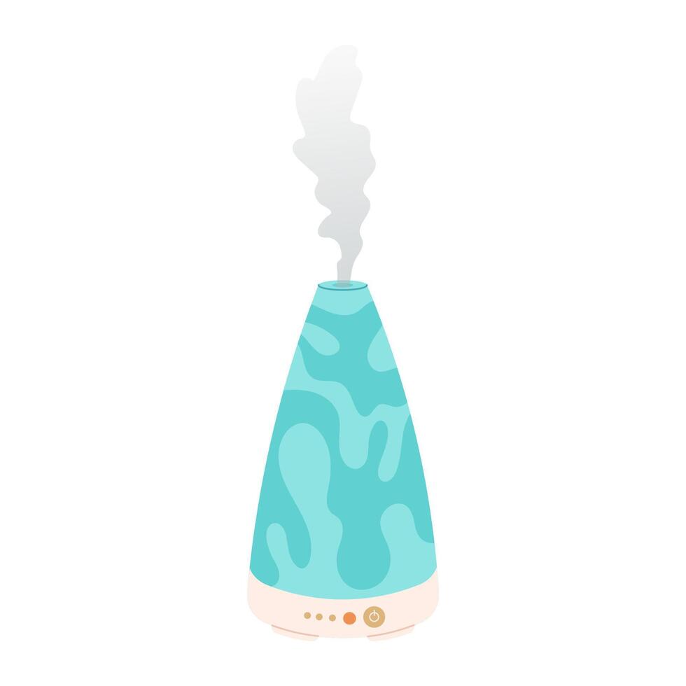 Humidifier. Electric aroma diffuser. Healthy lifestyle, self care. Flat illustration on white background. vector