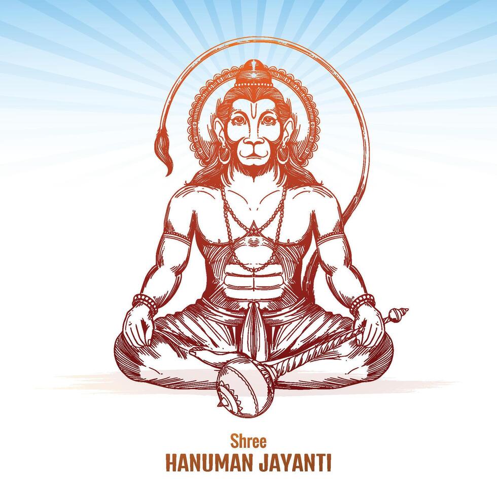 Shree hanuman jayanti celebrates the birth of lord hanuma sketch design vector