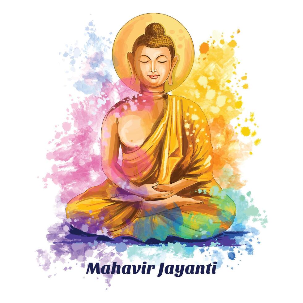 Mahavir jayanti celebration card holiday backgroun vector