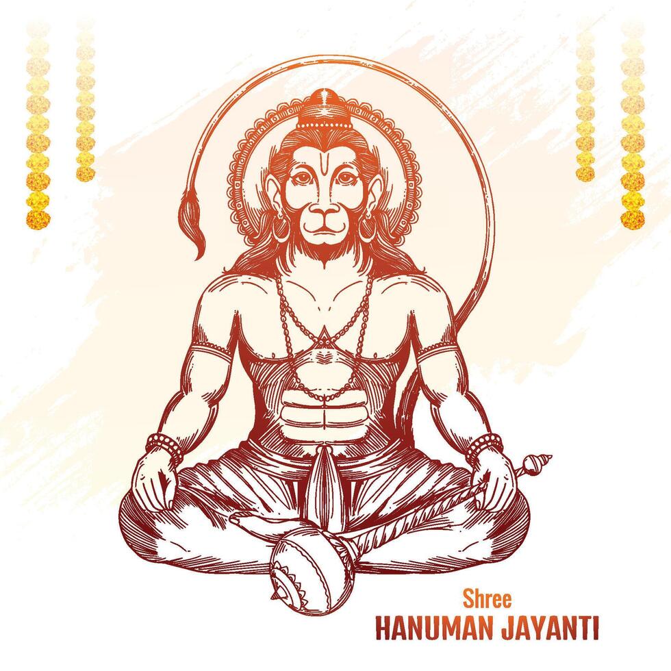 Shree hanuman jayanti celebrates the birth of lord hanuma sketch vector