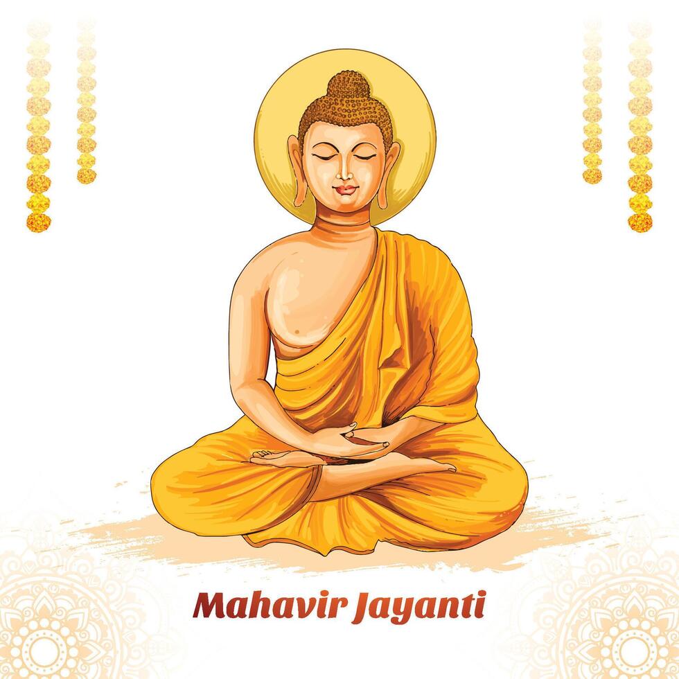 Mahavir jayanti celebration card holiday vector