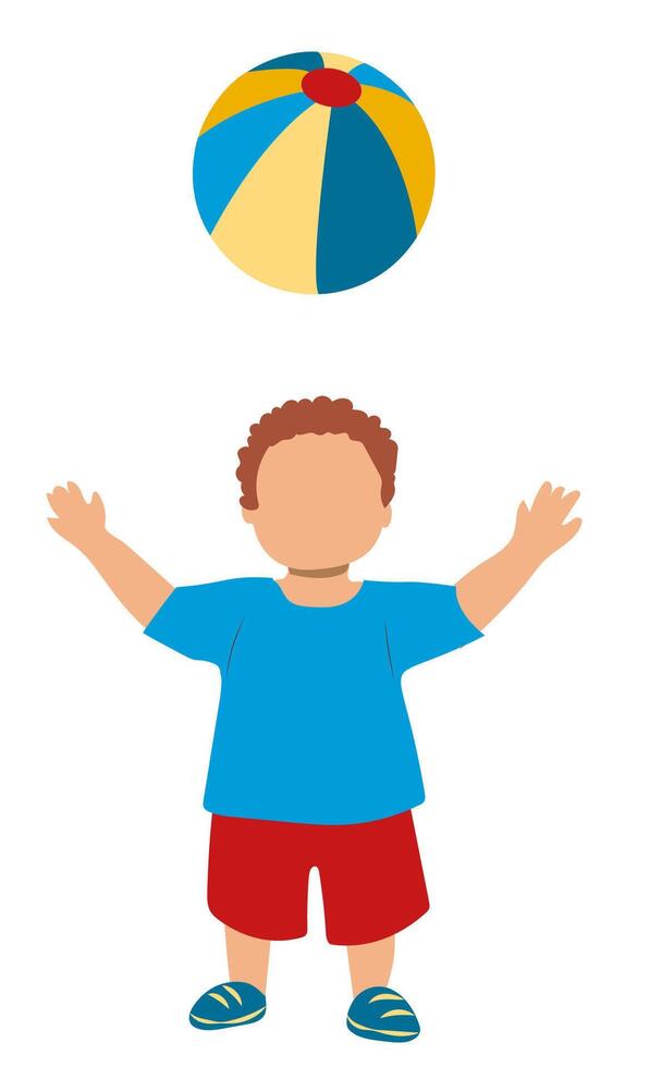 Child playing with a colorful beach ball in a bright summer setting enjoying outdoor fun and relaxation vector