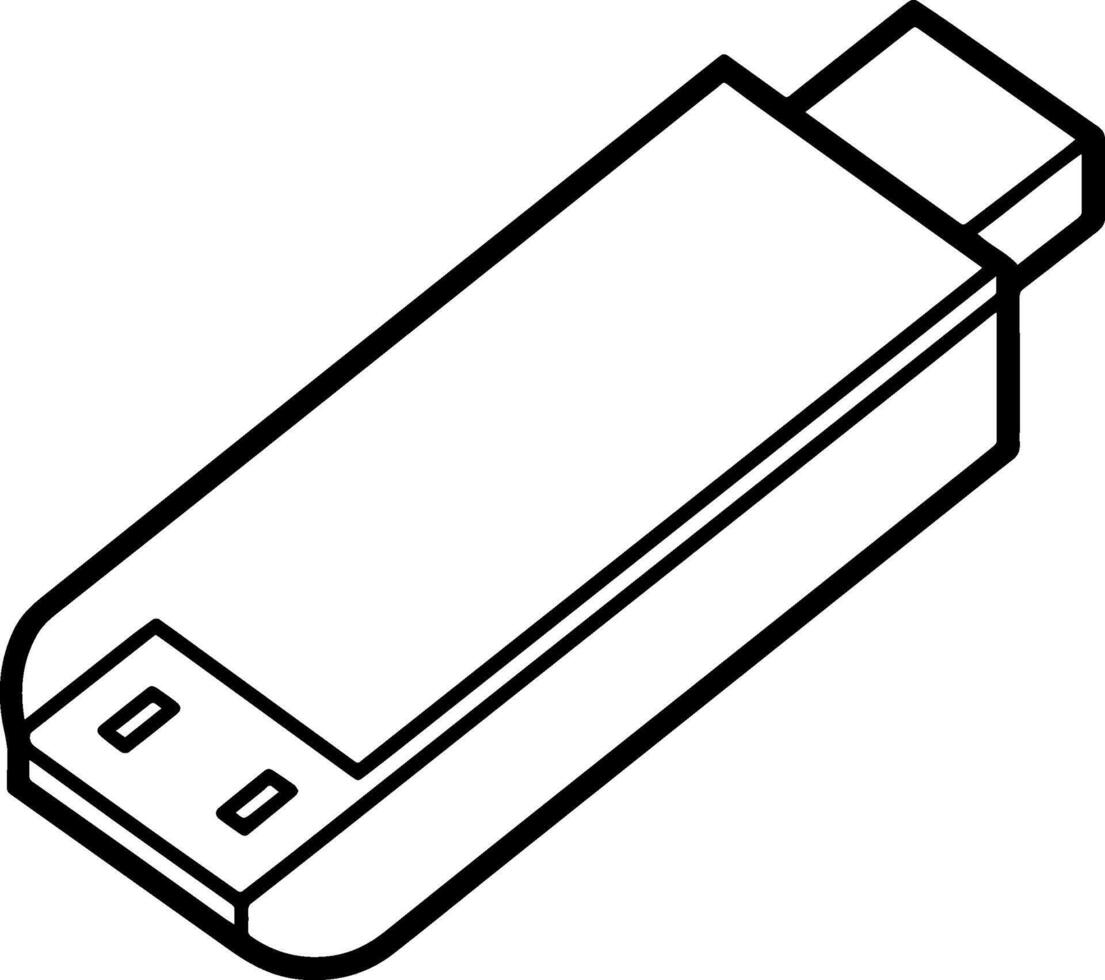 USB Flash Drive Outline Illustration for Coloring Books vector