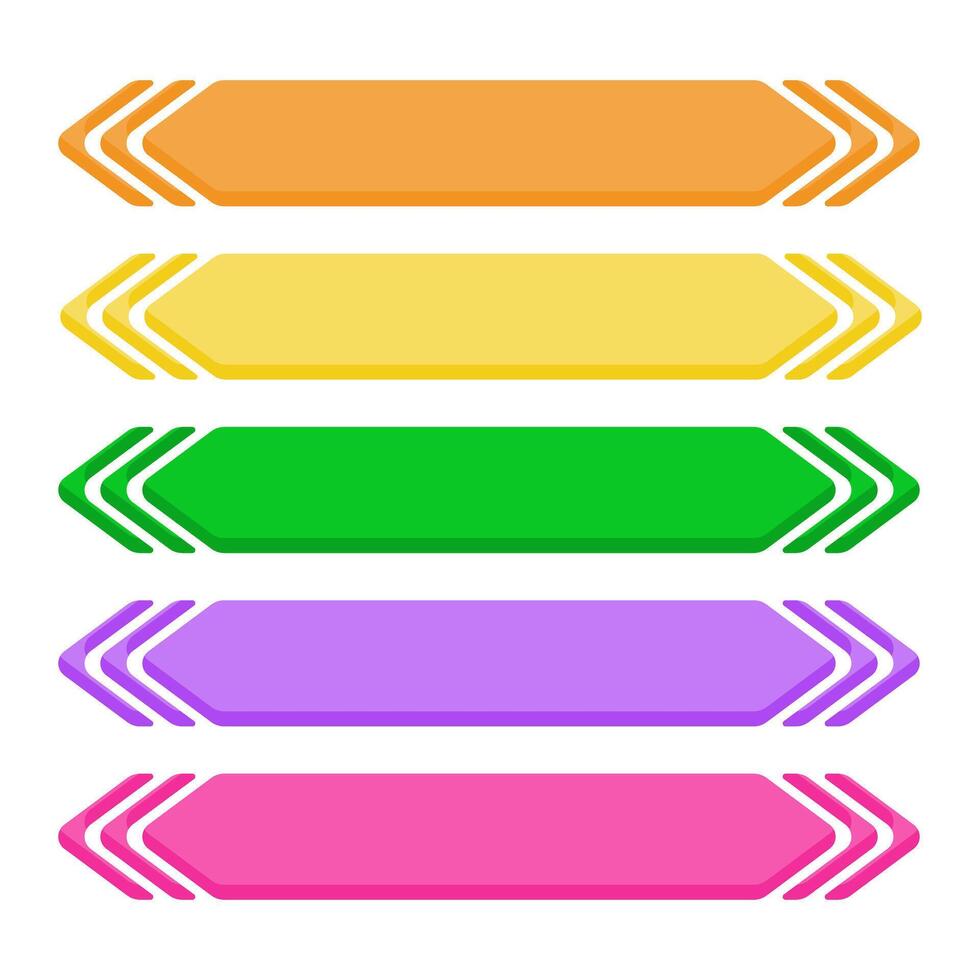 Set of Five Colorful Horizontal Arrow Banners with White Border Accents vector