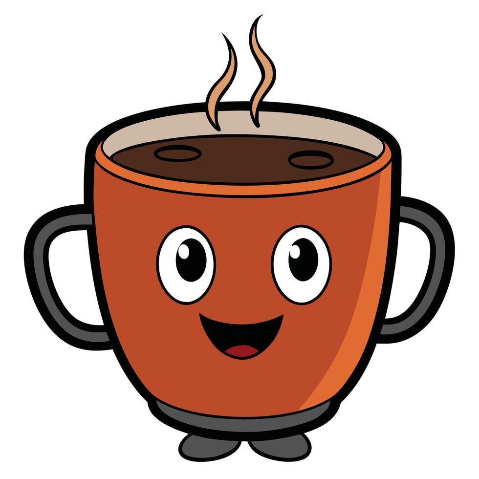 A Happy Cartoon Coffee Mug with Steaming Hot Beverage vector