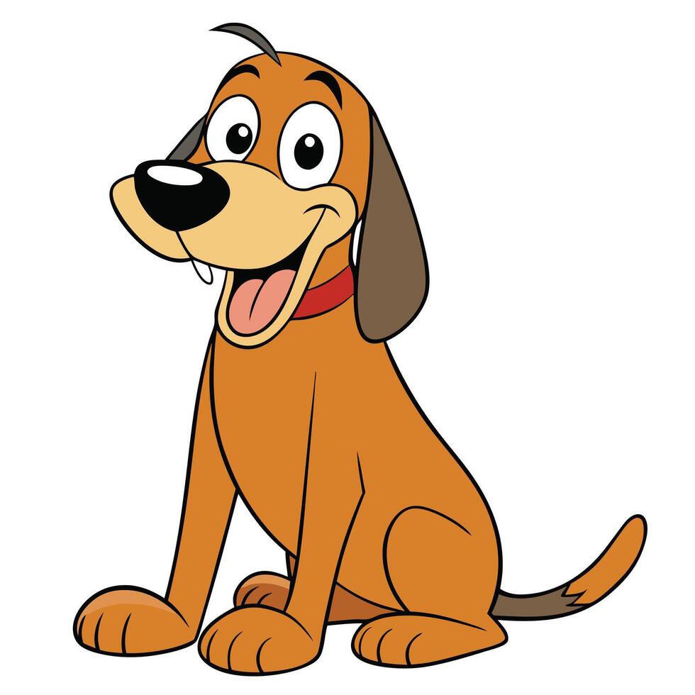 Happy Cartoon Dog Sitting and Smiling A Cute Brown Canine Character Illustration vector