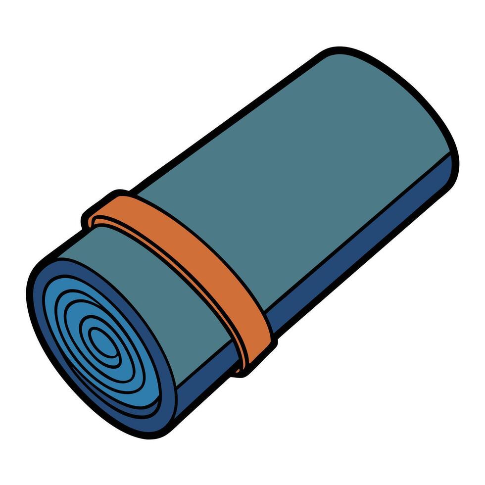Rolled Up Camping Sleeping Pad Mat for Outdoor Adventures Travel Hiking Backpacking Gear vector