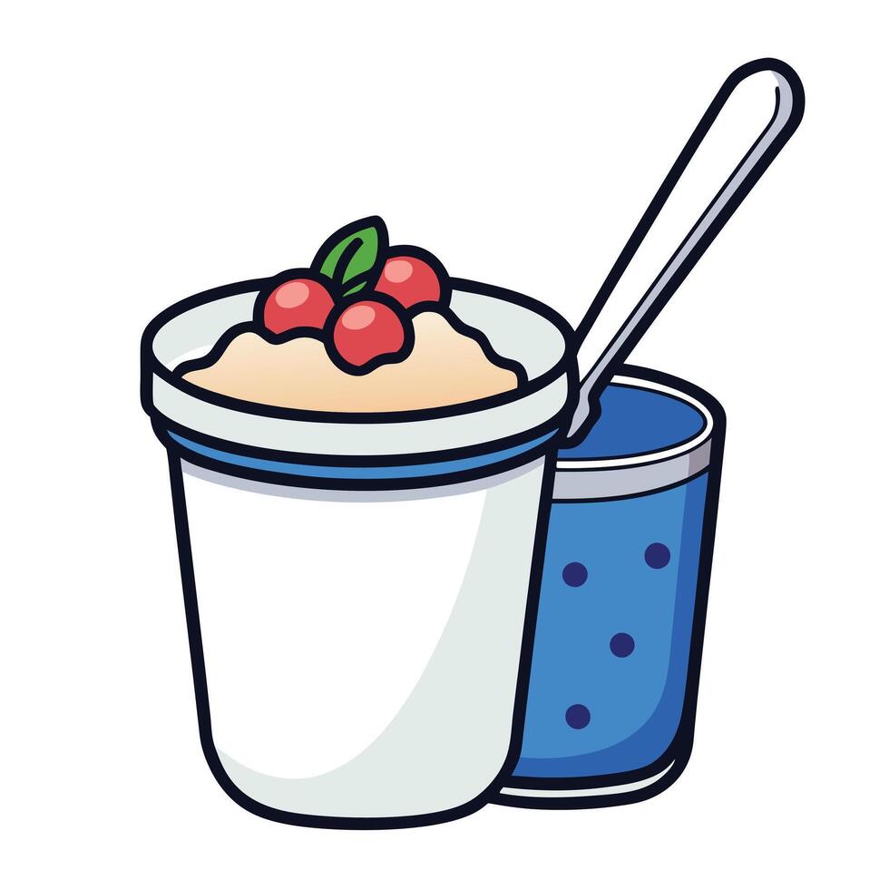 Delicious Creamy Yogurt Parfait with Berries and Blue Drink vector