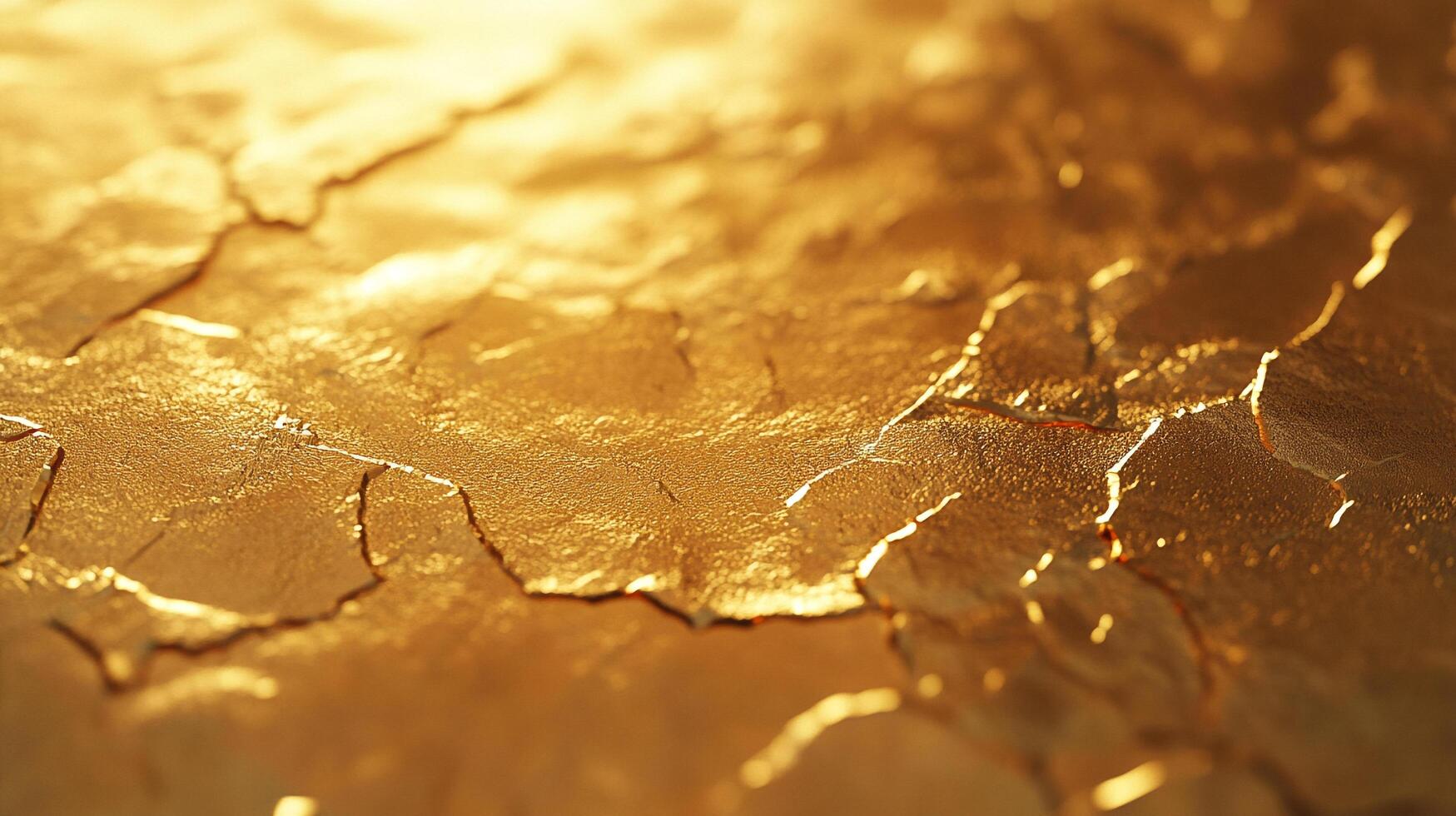 Cracked Golden Surface. A mesmerizing close-up of a golden surface, adorned with intricate cracks and bathed in warm, inviting light. photo