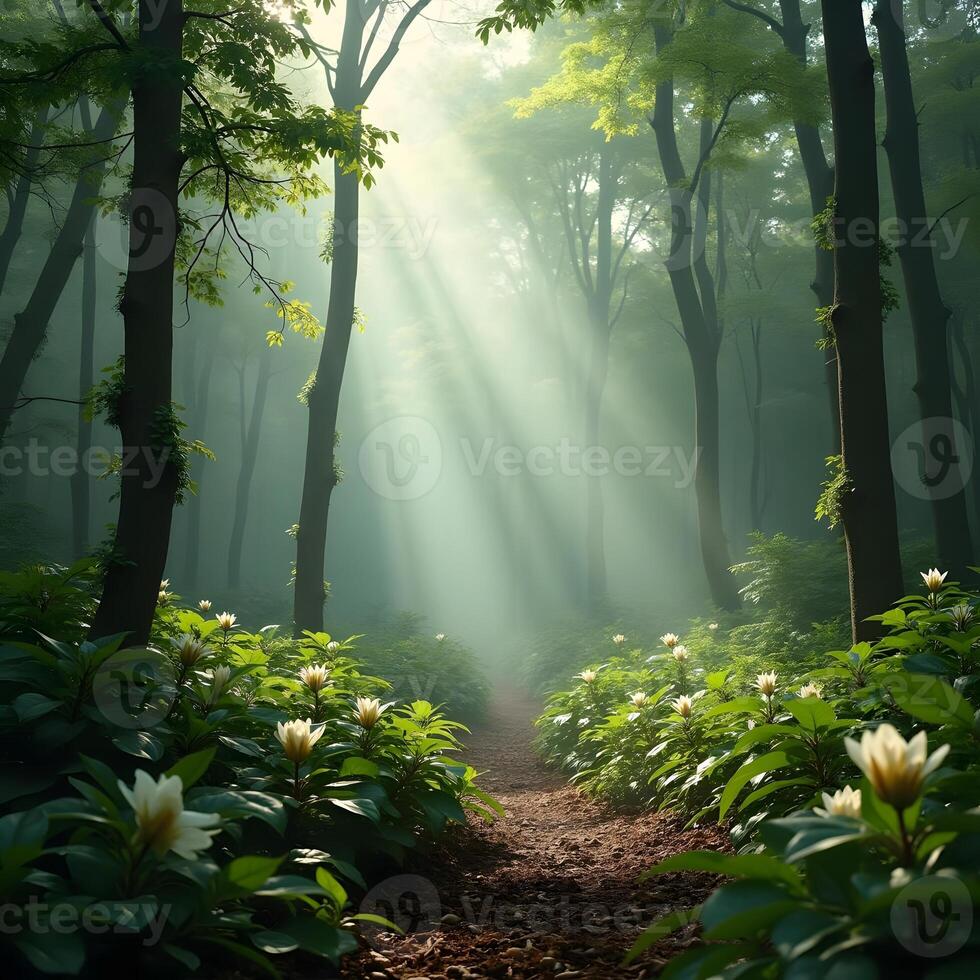 Whispers of Citrus, Tea, and Woods in an Enchanted Forest Clearing photo
