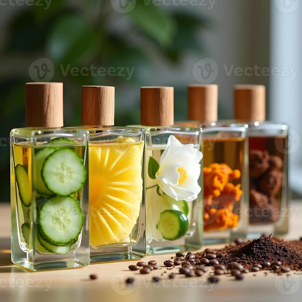 The Enchanting Aromas of Unlabeled Herbal Perfumes on Display photo
