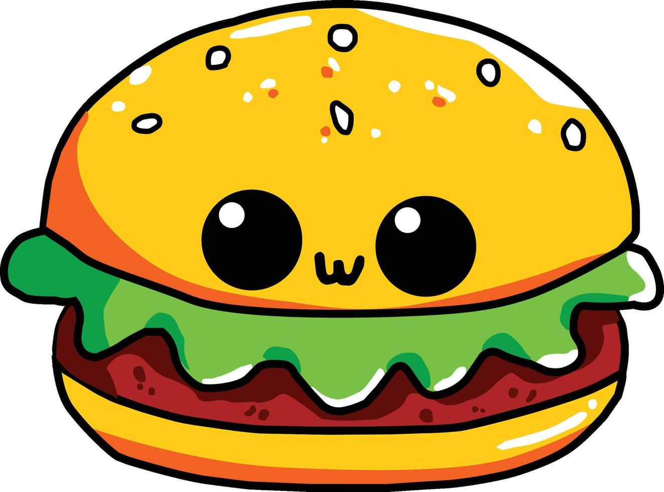 Hamburger Illustration, Cartoon Clipart, and Line Art Design vector