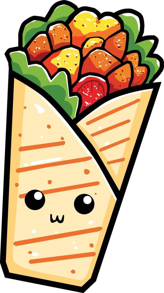 Kebab Illustration, Cartoon Clipart, and Line Art Design vector