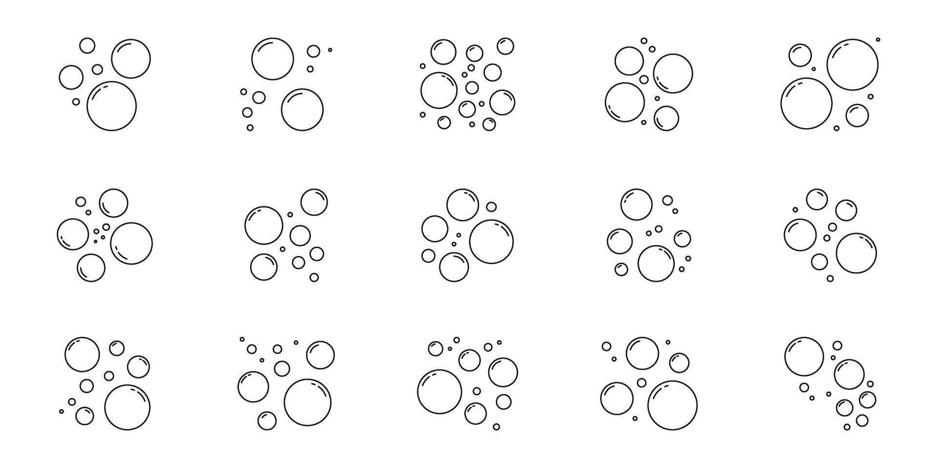 Bubble and oxygen line icon set. Air and water outline symbol collection. Editable stroke. Isolated illustration vector
