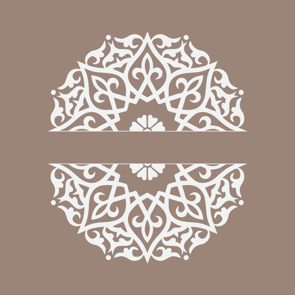 An ornate white design on a brown background vector