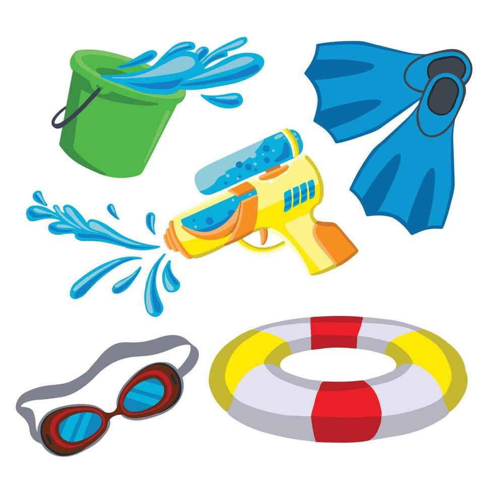 colored set of swimming sport symbols hand drawn illustration vector