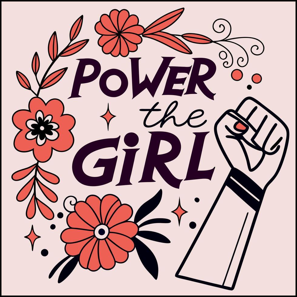 Celebrate female empowerment with this floral girl power design. vector