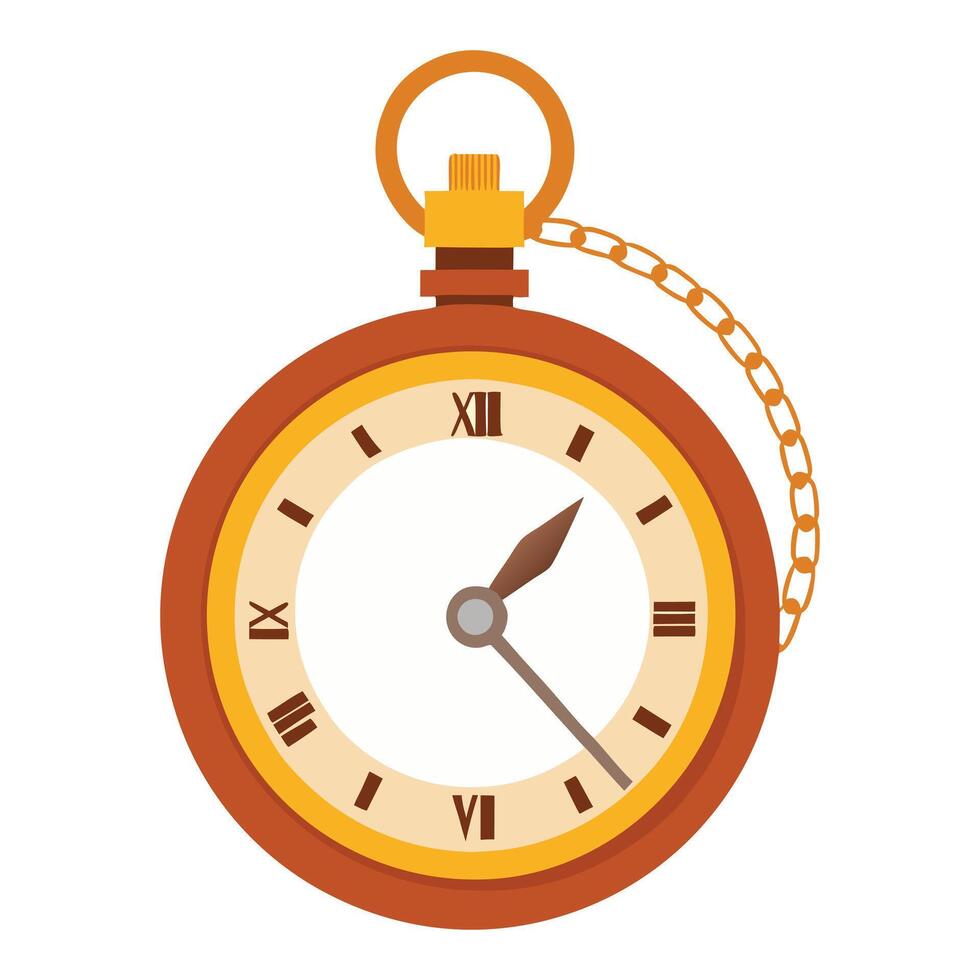 an old pocket watch with chain on a white background vector