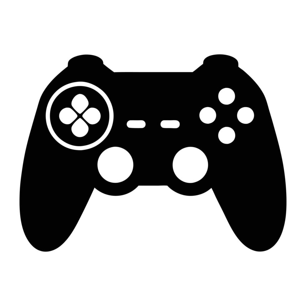 a black and white game controller icon on a white background vector