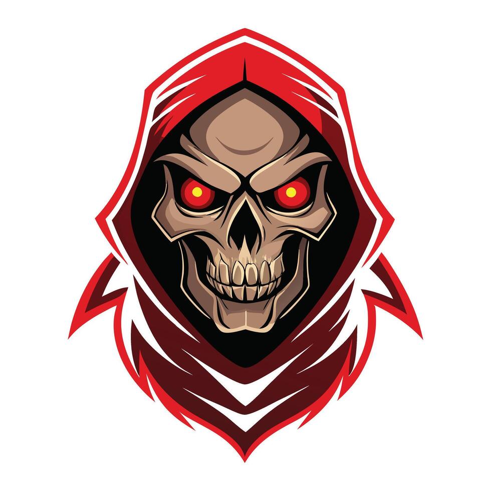 skull with red eyes in hoodie vector