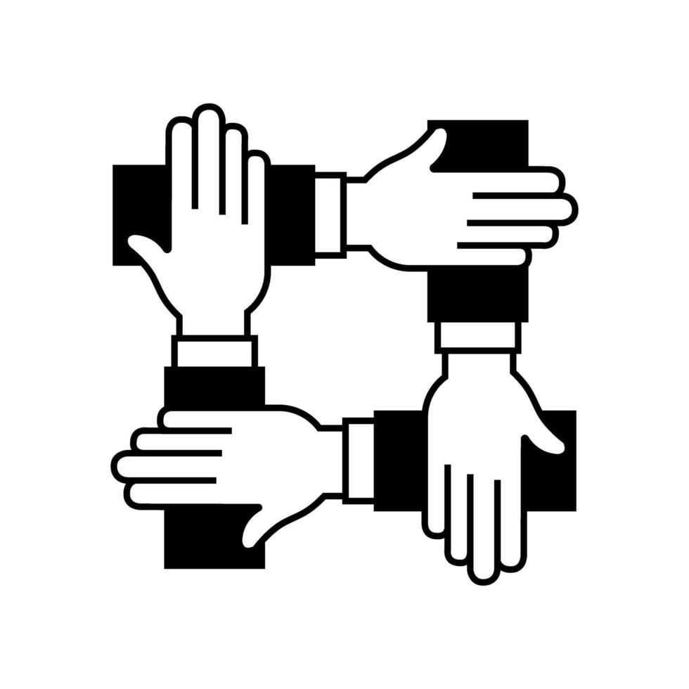 hands human teamwork isolated icon illustration design black and white color vector