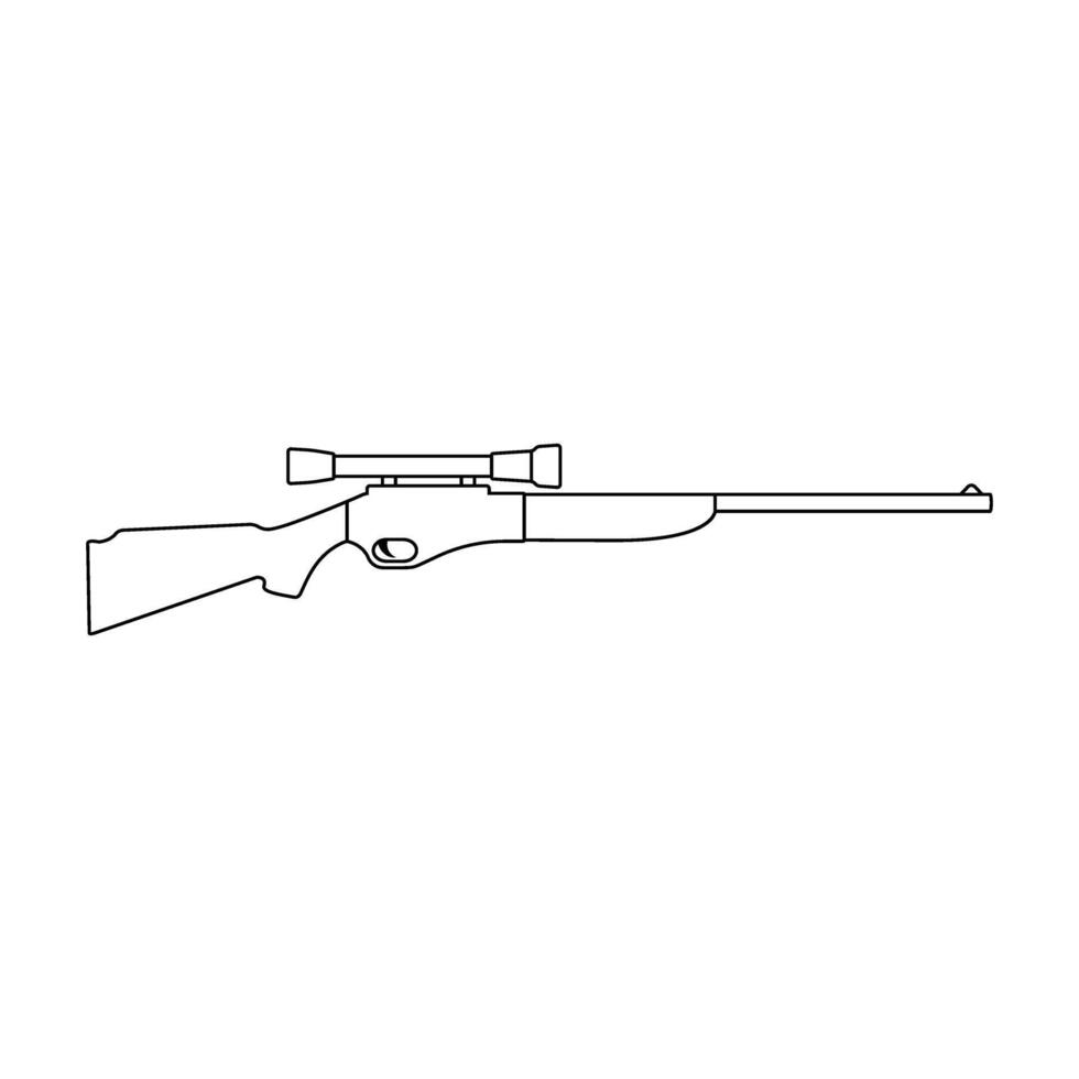 Sniper rifle icon in outline style isolated on white background. Hunting symbol stock illustration. vector