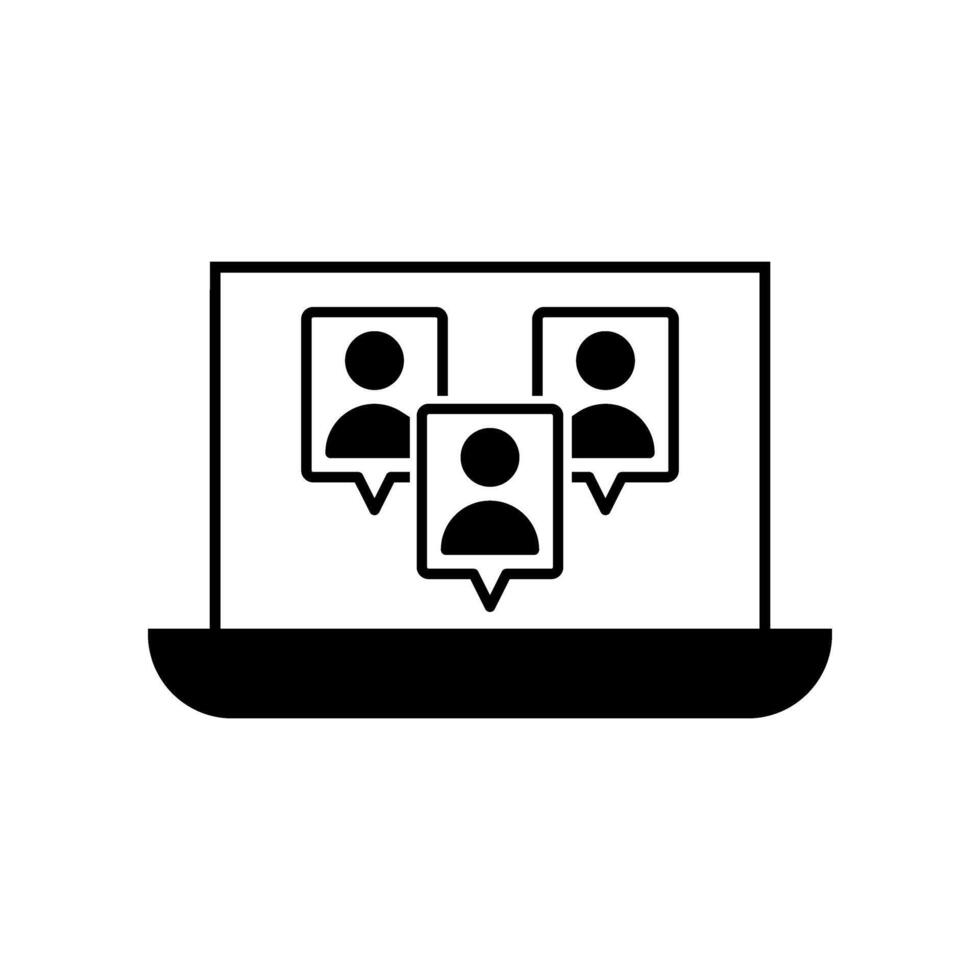 laptop with social network icon over white background, line style, illustration vector
