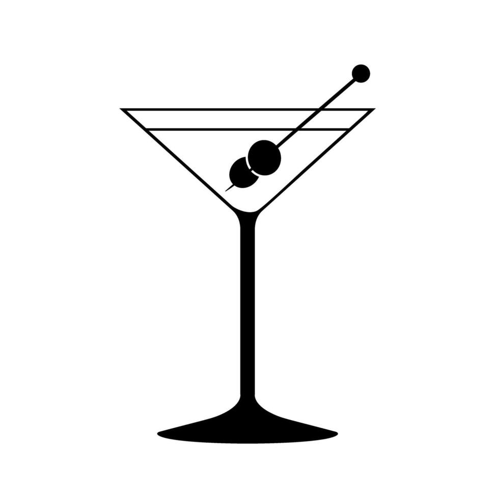 cocktail martini glass icon over white background, silhouette style, illustration vector