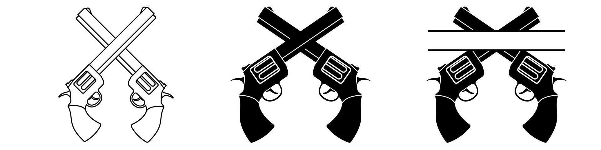 Weapon icon set. Gun illustration sign collection. Machine gun symbol. revolver logo. vector