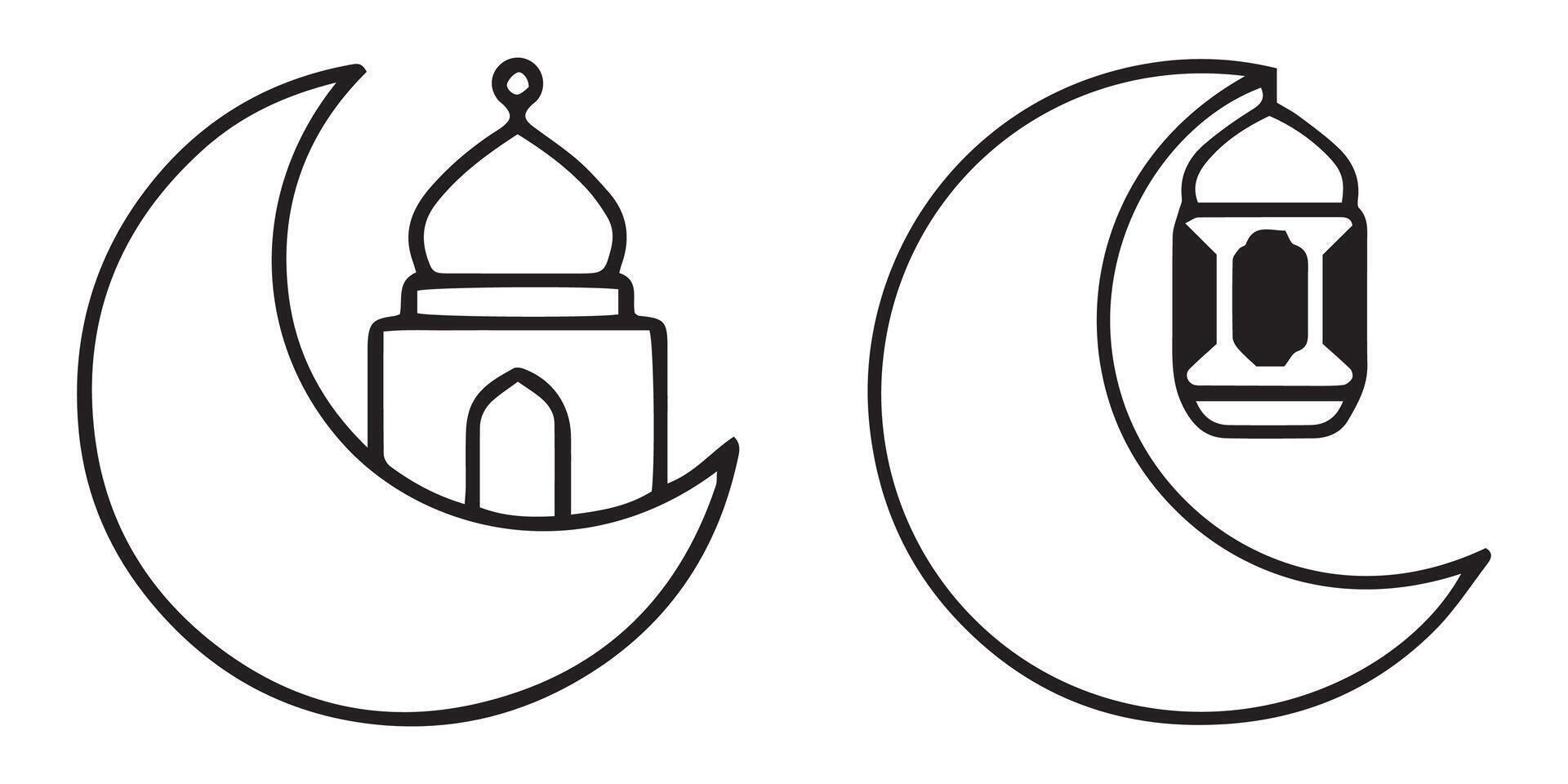 Islamic holidays icon set illustration vector
