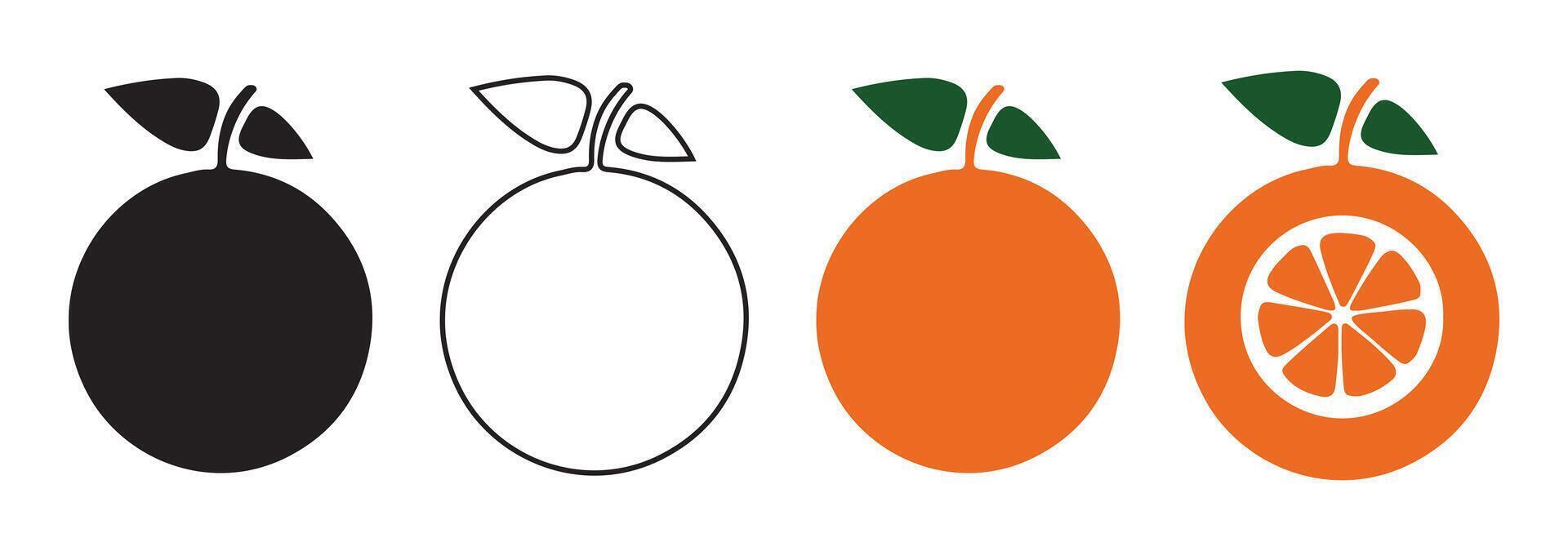 Creative orange fruit icon. Orange silhouette icon set vector
