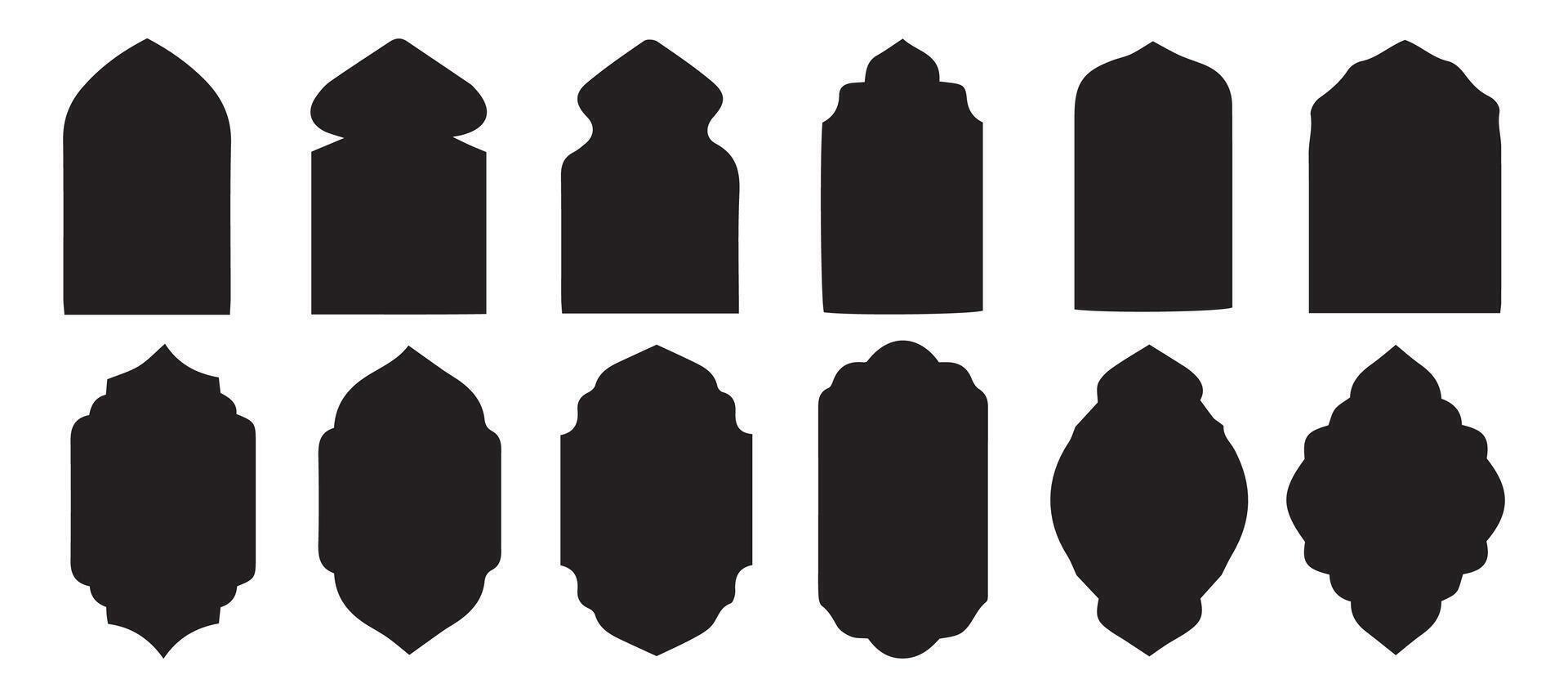 Islamic Shape door, window silhouette Arabic arch vector
