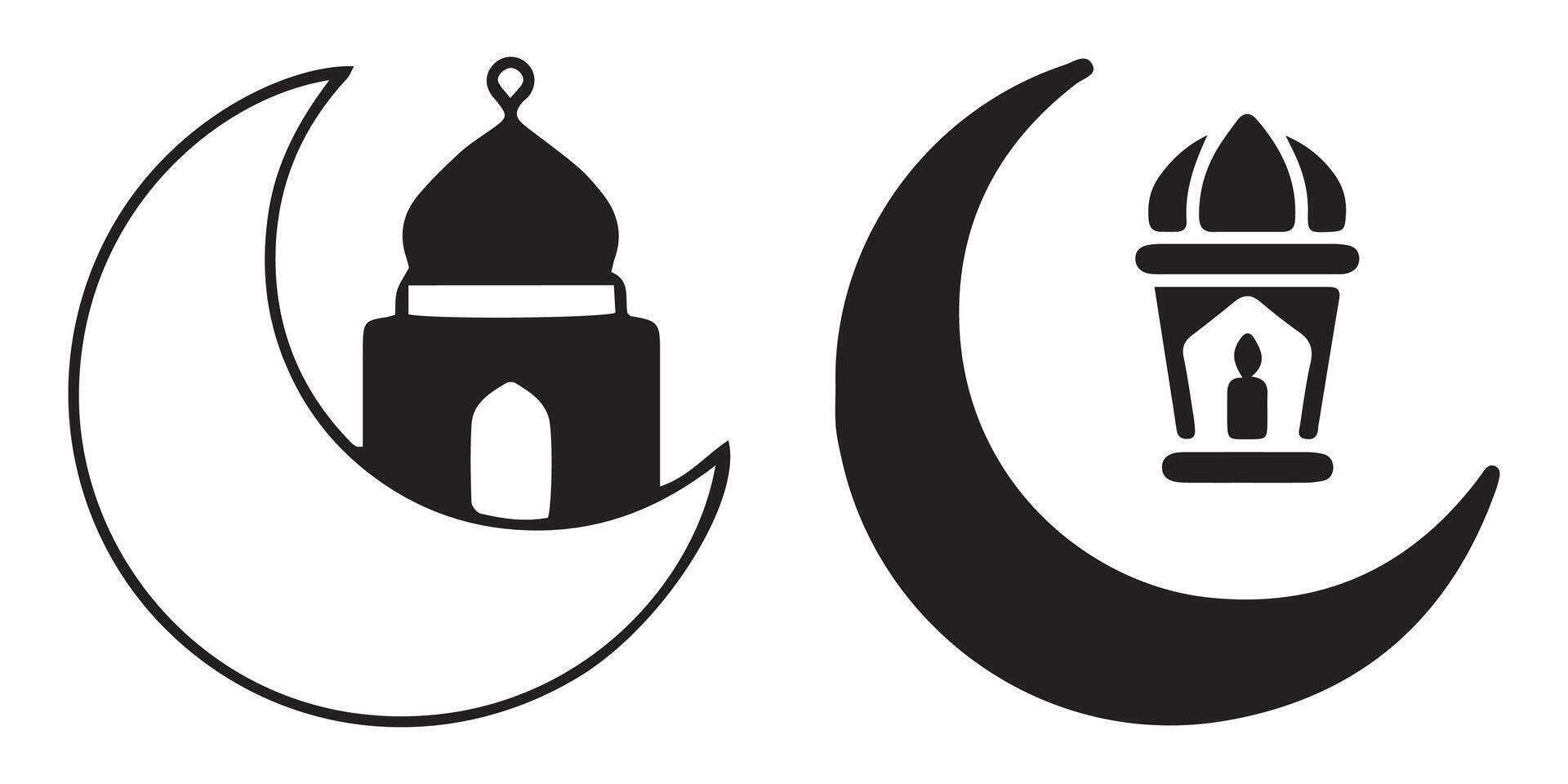 Muslim Mosque icon set vector