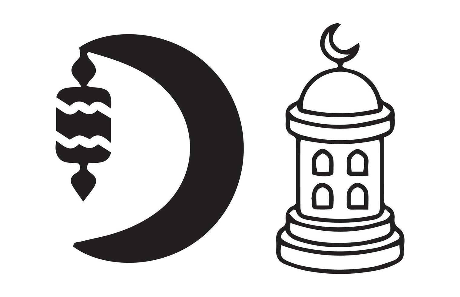Ramadan moon icon set vector