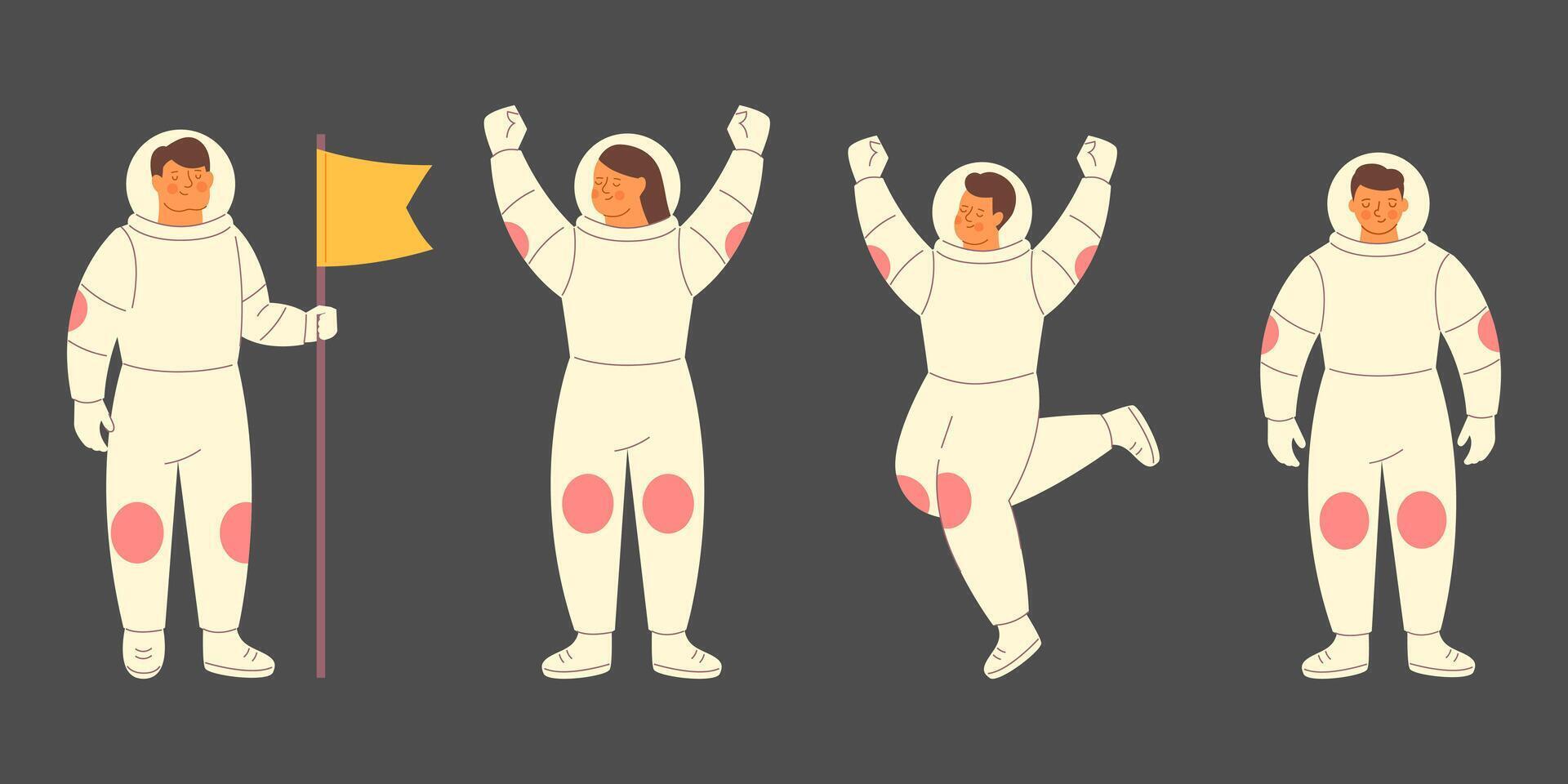 Cute astronauts in a spacesuit are isolated vector