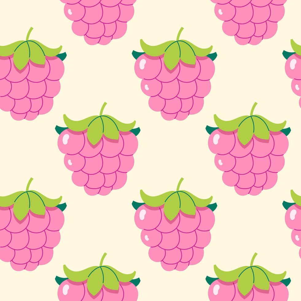 Seamless pattern with raspberries on a light background vector